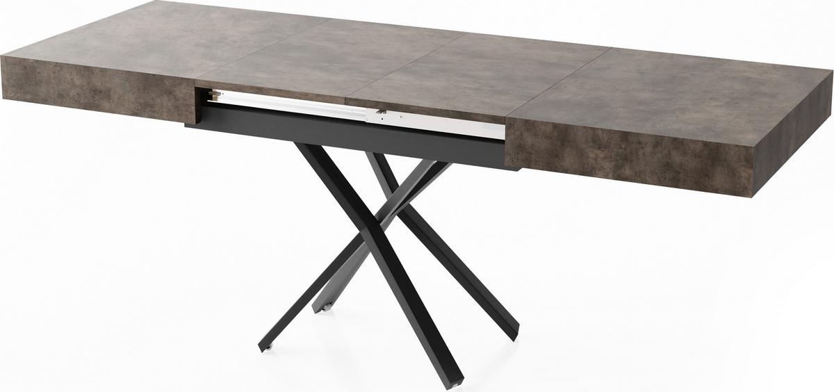 COUCHTISCH Cavetta X höhenverstellbar ausziehbar, Dunkelgrauer Chicago Beton 120-200/80/27-76 cm - Dunkelgrau/Schwarz, Holzwerkstoff/Metall (80/120/76cm) - WFL GROUP
