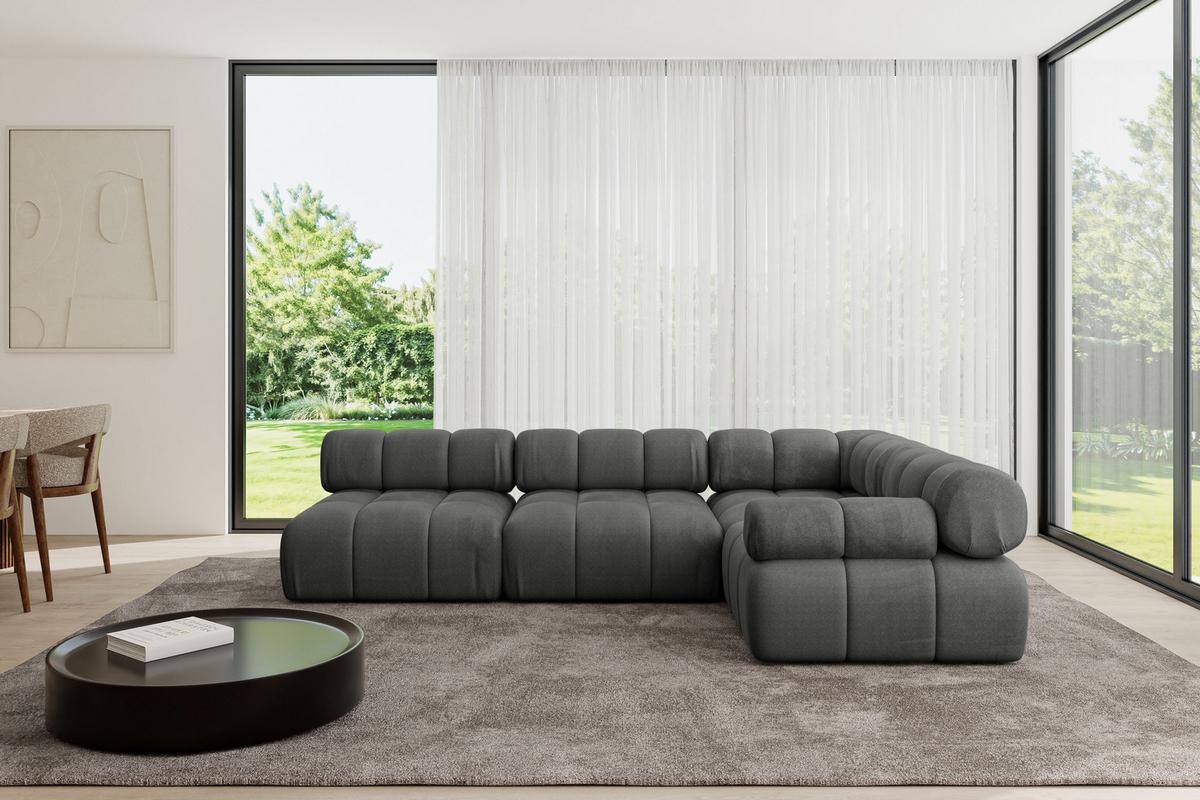 ECKSOFA modulares Sofa Mende-L2 - 285x190x70 cm Dunkelgrau Velours - Dunkelgrau, Holzwerkstoff/Textil (285/190cm) - ALTDECOR