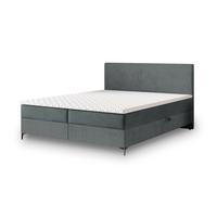 BOXBETT TORREL 180x200 cm mit Matratze und Topper - Grau - Grau, Holz (180/200cm) - MASSENO