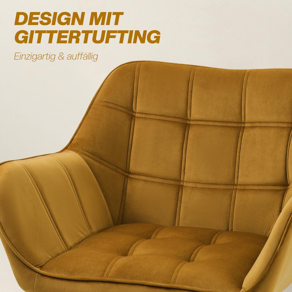 POLSTERSESSEL, Skandi Design, bis 120 kg, Kautschukholzbeine - Gelb, Textil (61.5/71/67cm) - HOMCOM