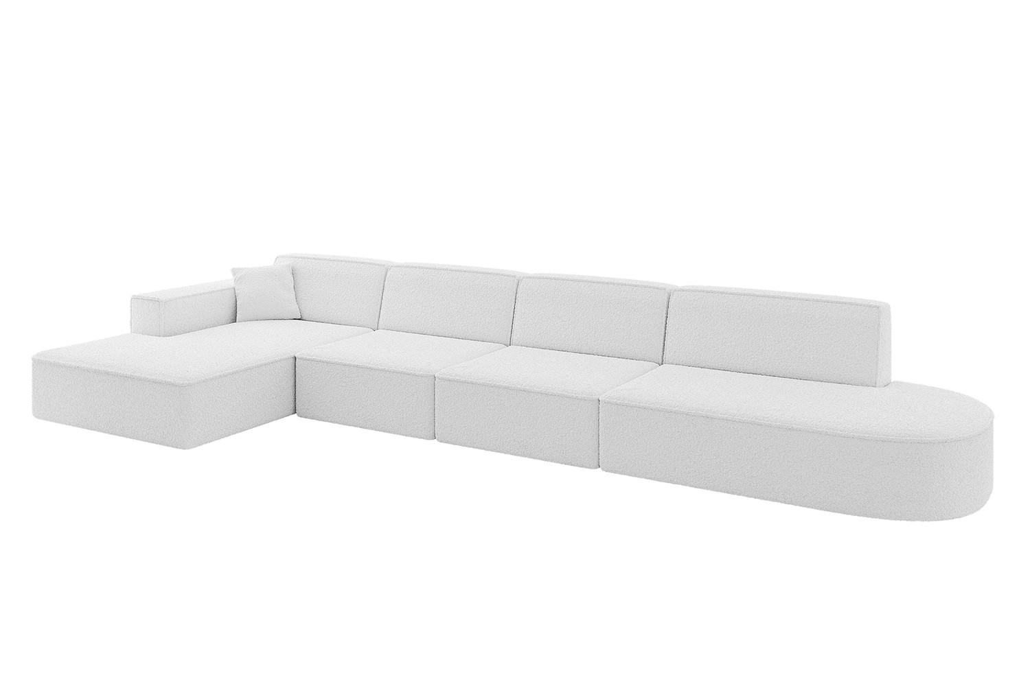 ECKSOFA Ottomane Links IREA-L3-v4 - 412x165x77 cm Weiß - Weiß, Holzwerkstoff/Textil (412/165cm) - ALTDECOR