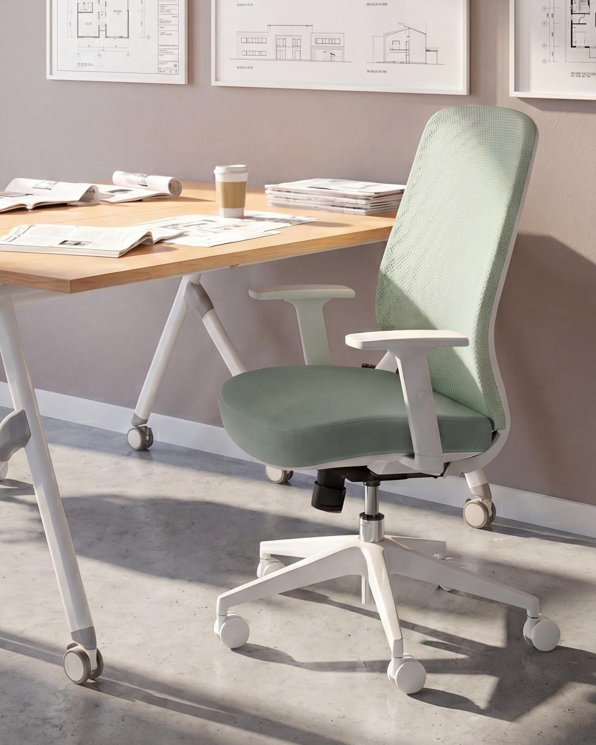 BÜROSTUHL Stoff Grün Zelar - Weiß/Grün, Textil (64/115/60cm) - Beliani