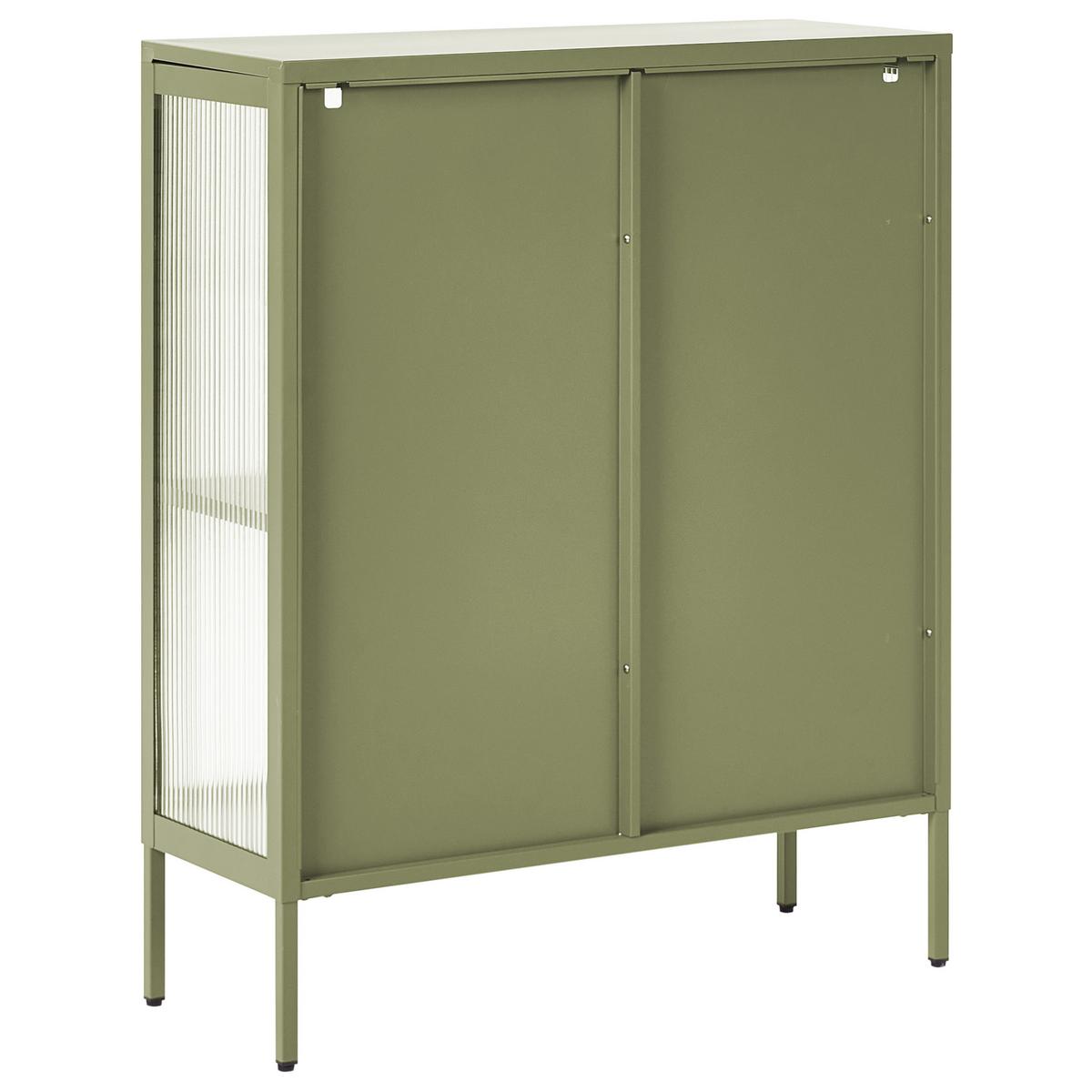 SIDEBOARD mit Glastüren Metall 90 cm Grün Sarre - Grün, Metall (90/111/35cm) - Beliani