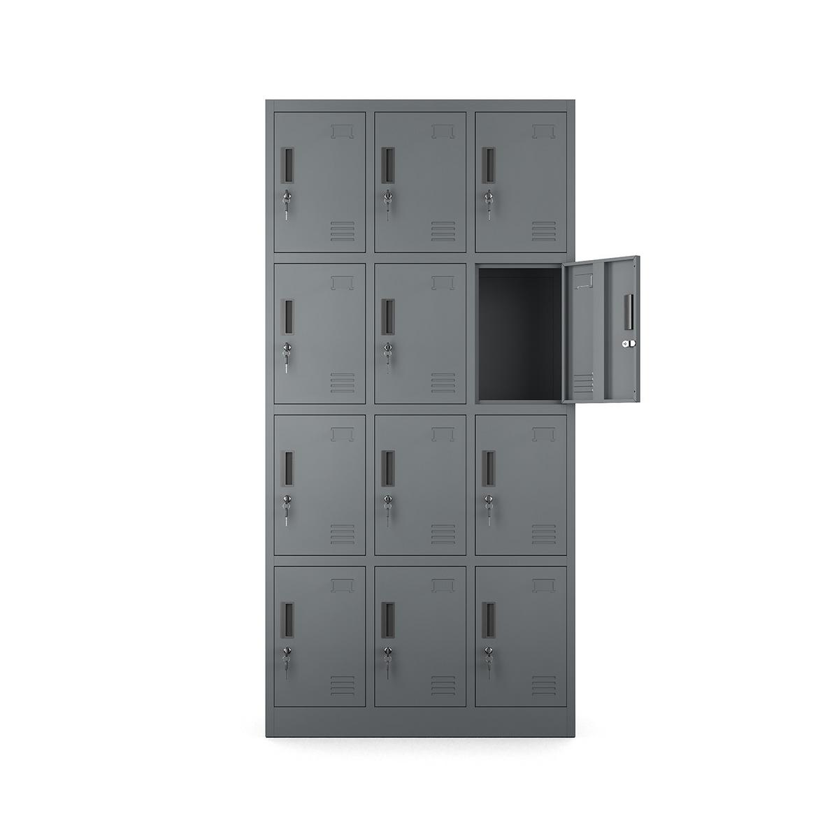 MEHRZWECKSCHRANK mit 12 Fächer Anthrazit Stahl 90x180x40cm - Anthrazit, Metall (90/185/40cm) - Muralo