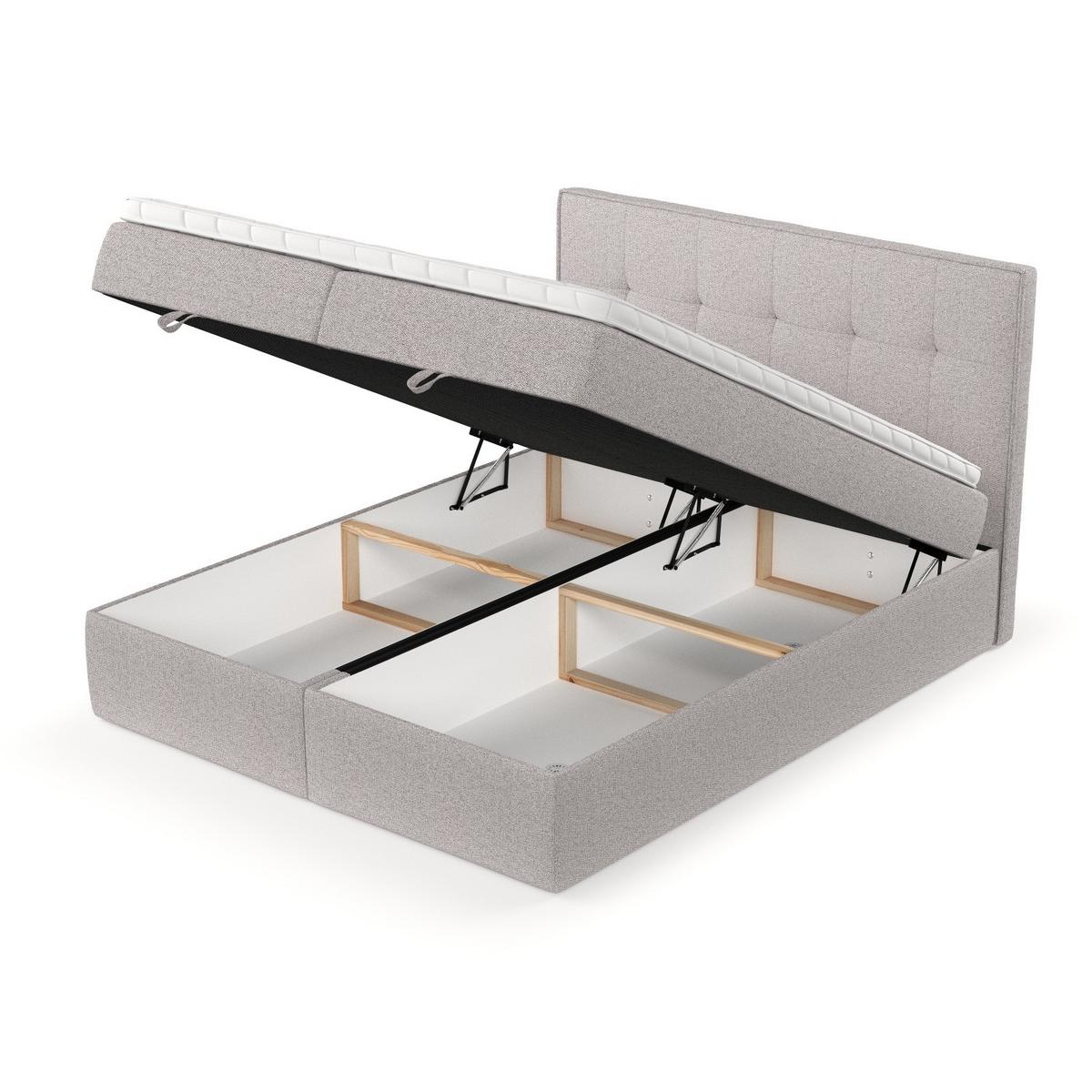 BOXBETT Tivra 160/200 cm Beige im Riva Stoff - Beige/Schwarz, Holz/Holzwerkstoff (160/200cm) - AltaBeds