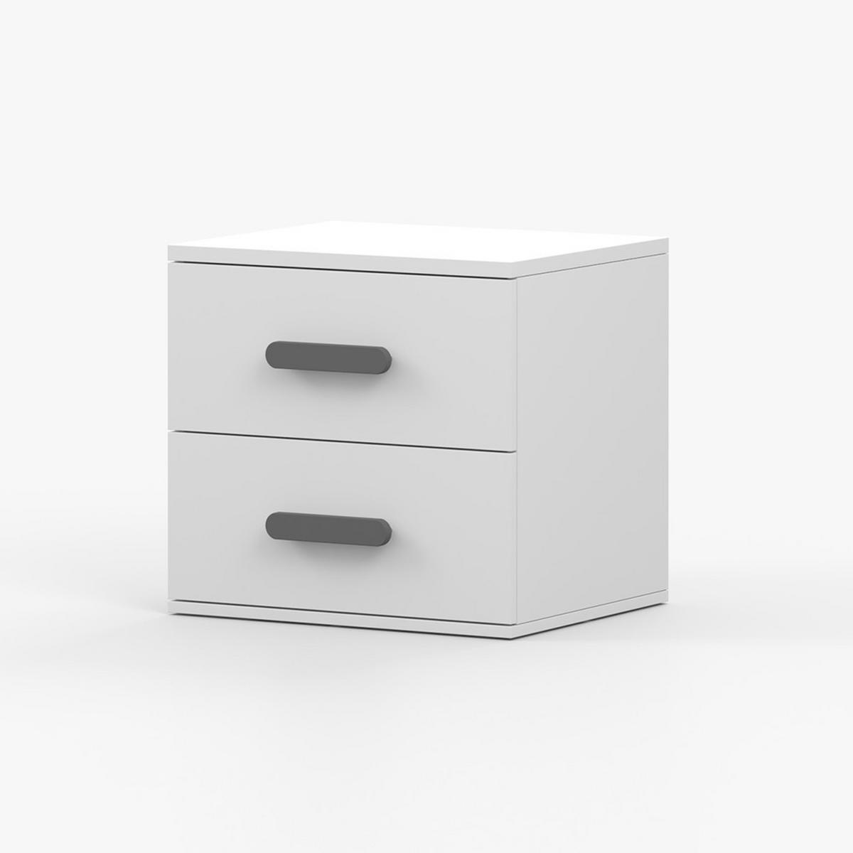NACHTTISCH JONAS I 22, 55/51/44, 2 Schubladen, weiß - Weiß, Holzwerkstoff (55/44/51cm) - imoebel24
