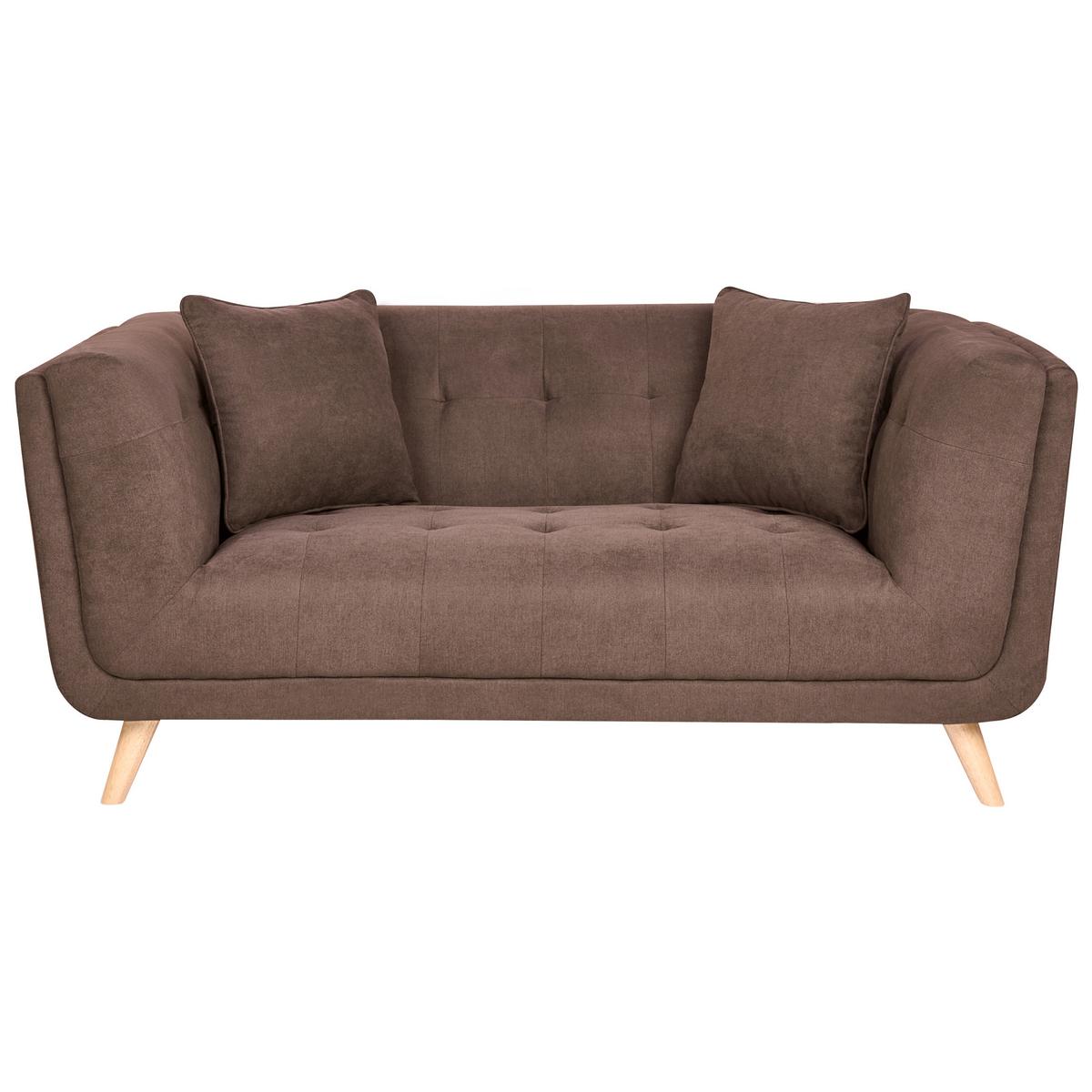 2-SITZER-SOFA Stoff Dunkelbraun mit Ottomane Habo - Hellbraun, Textil (176/78/72cm) - Beliani
