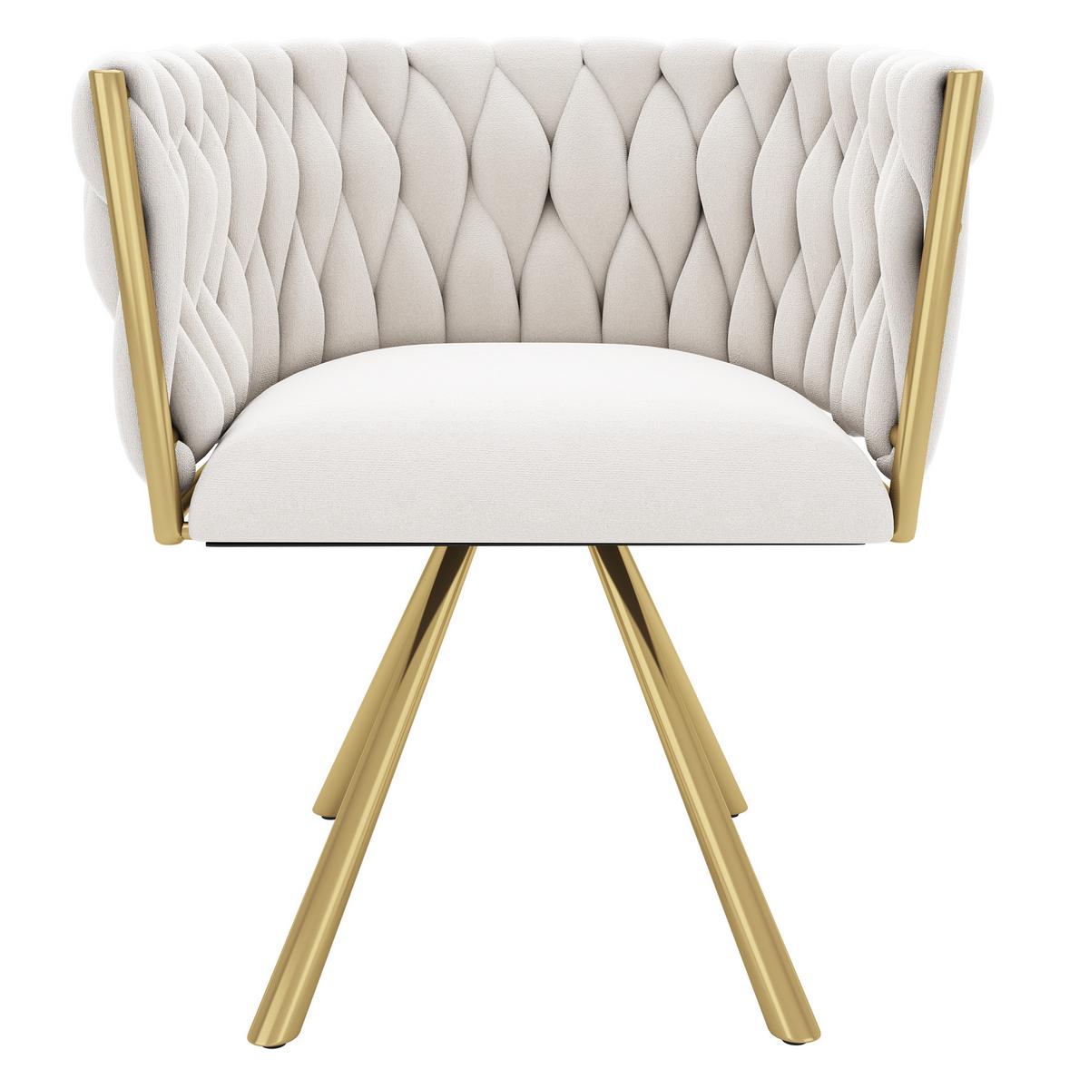 ESSZIMMERSTUHL 2er set samt gepolstert drehbar metallgestell gold - Beige, Textil (59/72/54cm) - Urban Meuble