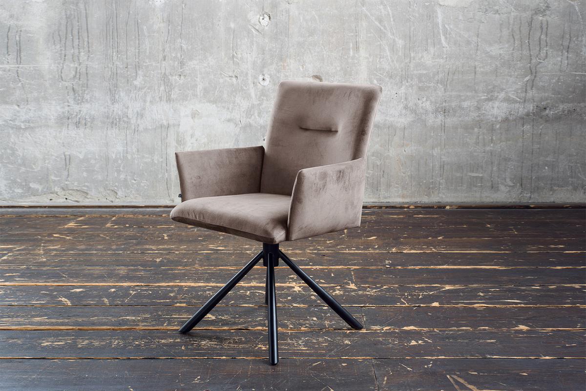 ESSZIMMERSTUHL KYRA Taupe Velvet Drehbar (360°) (1er-Set) - Taupe, Kunststoff/Textil (64/88/61cm) - KAWOLA