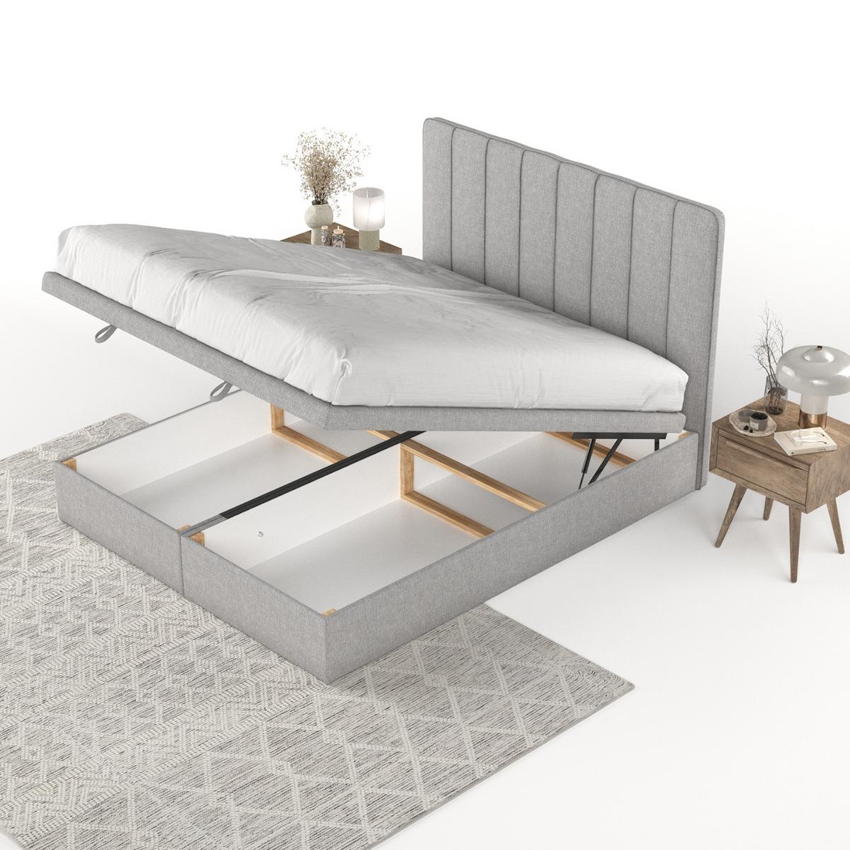 POLSTERBETT Vienna mit Stauraum 160/200 cm Grau im Megan Stoff - Schwarz/Grau, Holz/Holzwerkstoff (160/200cm) - AltaBeds
