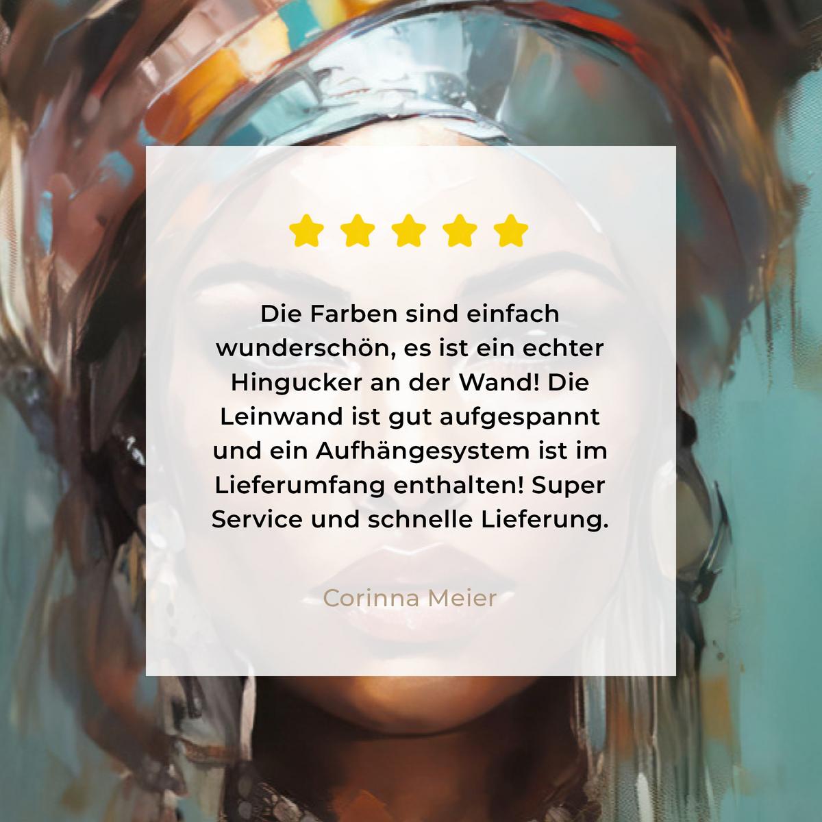 LEINWANDBILD Frau - Kunst - Schmuck - Porträt XXL 150x100 cm - Blaugrau, Textil (150/100cm) - MuchoWow