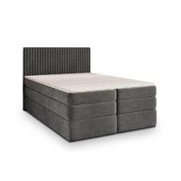 BOXSPRINGBETT FELBIO 180x200 cm mit Matratze und Topper - Grau - Grau, Holz (180/200cm) - MASSENO