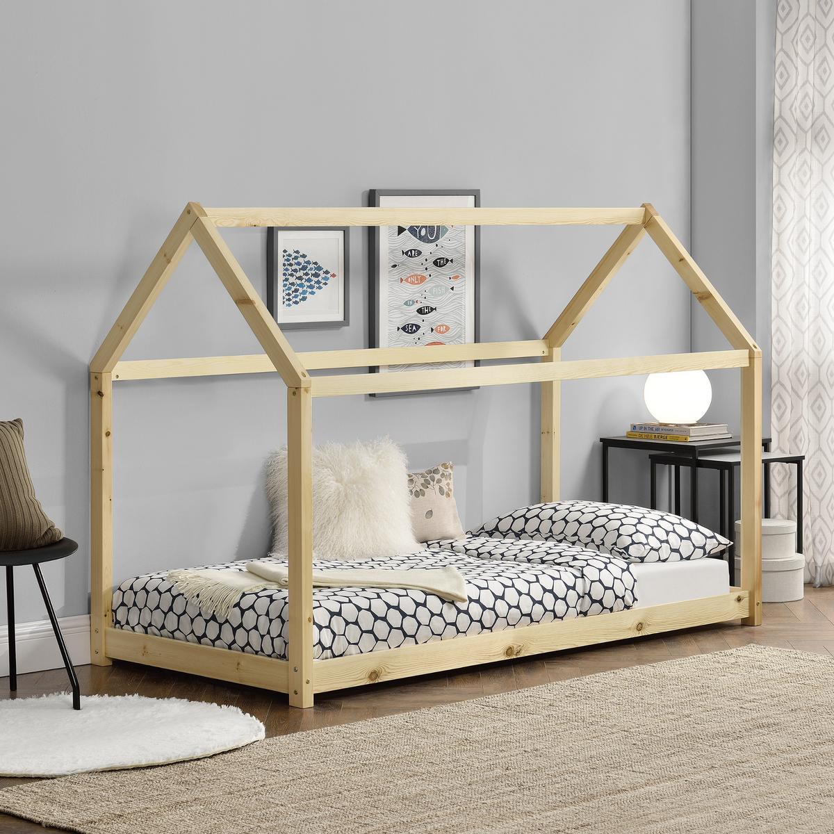 HAUSBETT Netstal - Naturfarben, Holz (90/200cm) - [en.casa]
