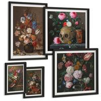BILDER SET 5er Set - 50x50 cm & 20x30 cm & 40x60 cm Schwarzer Rahmen - Pfingstrosenporträt einer Frau für Zuhause - Schwarz, Kunststoff (40/60cm) - TULUP