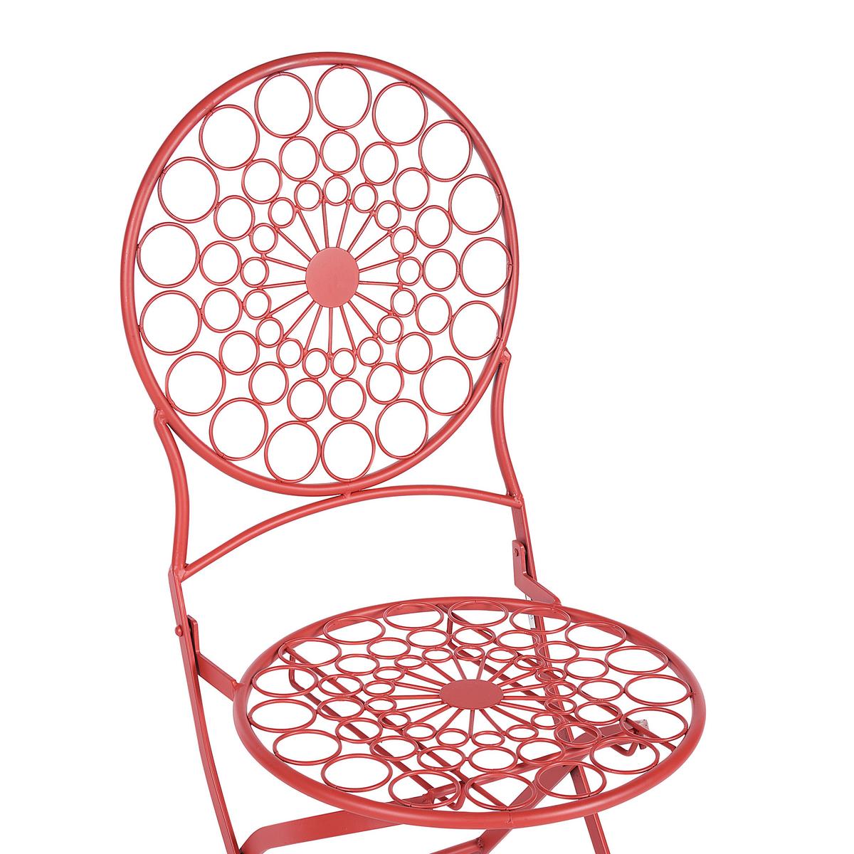 GARTENSTUHL 2er-Set Eisen rot Scario - Rot, Metall (40/94/47cm) - Beliani
