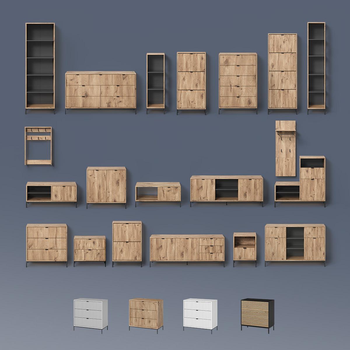 KOMMODE Aterno Grau mit 2 Türen - Grau, Holzwerkstoff (42/81.2/80cm) - Livinity®