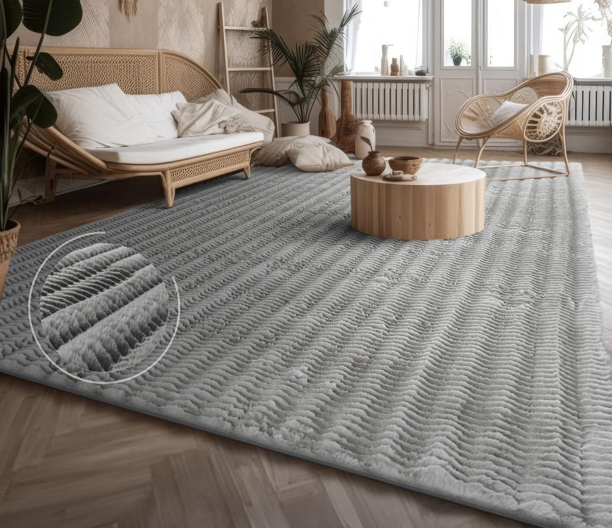 HOCHFLORTEPPICH Rauten Grau 60 x 100 cm - Grau, Kunststoff (60/100cm) - TT Home