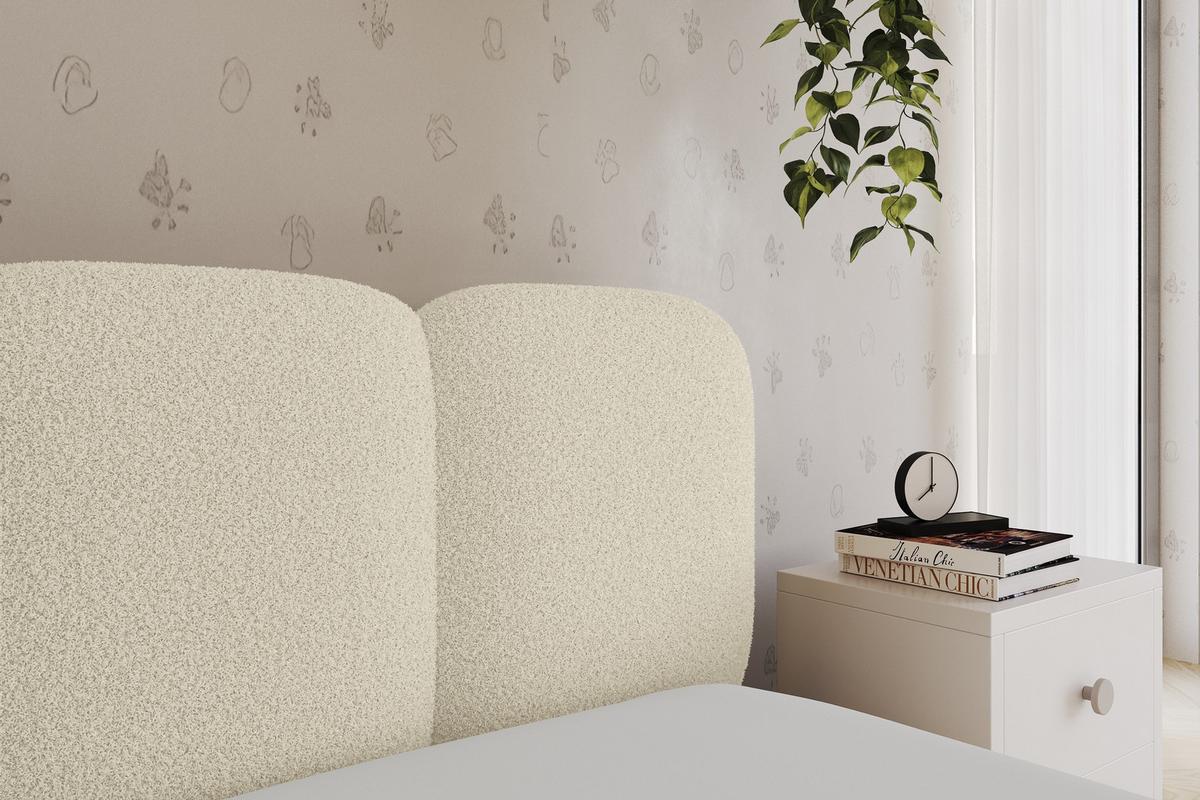 EINZELLBETT Jugendbett mit Bettkasten, Links - AVRY 80x200 Beige - Champagner/Beige, Holzwerkstoff/Textil (80/200cm) - ALTDECOR
