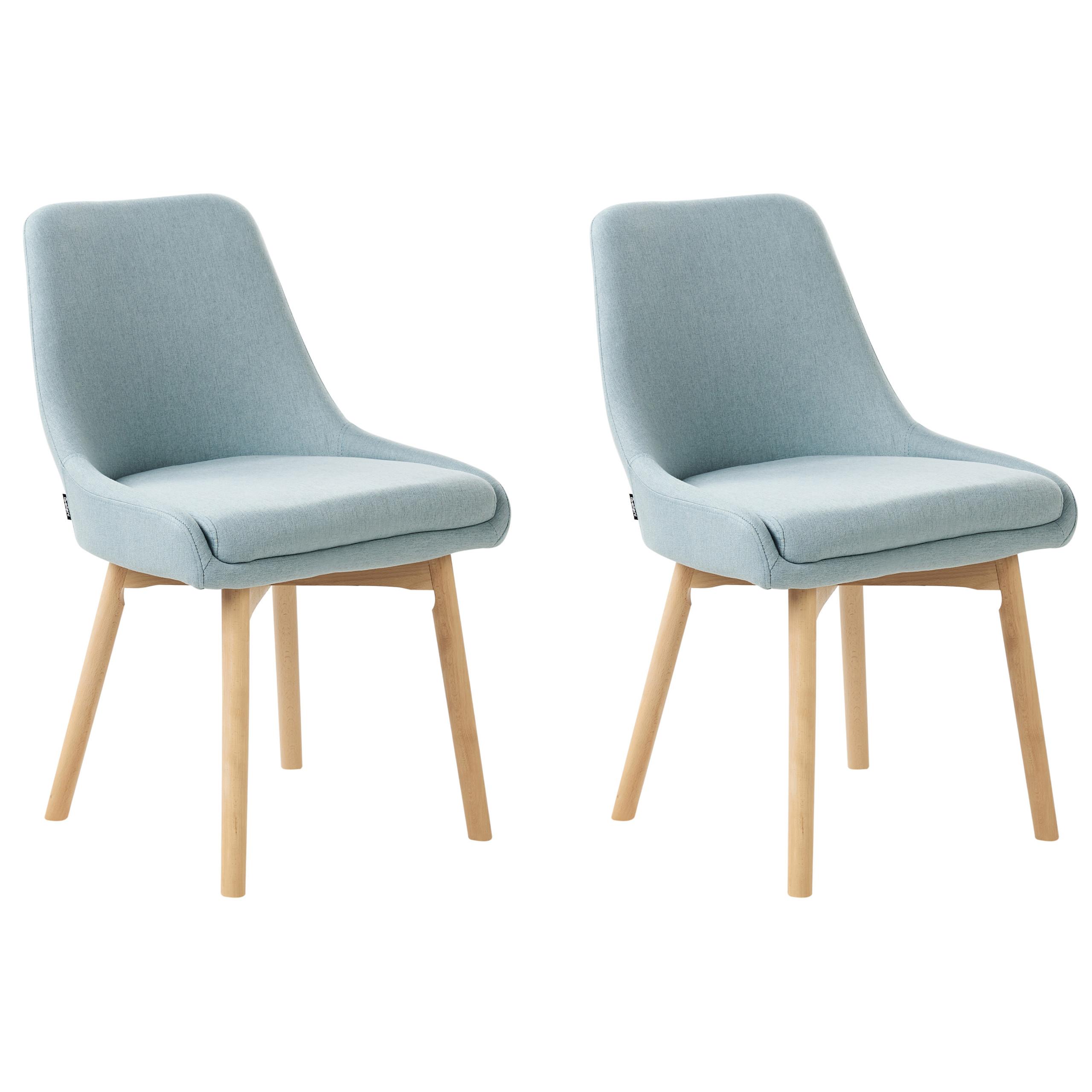ESSZIMMERSTUHL 2er-Set Hellblau Melfort - Blau/Braun, Textil (49/82/58cm) - Beliani