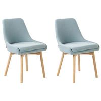 ESSZIMMERSTUHL 2er-Set Hellblau Melfort - Blau/Braun, Textil (49/82/58cm) - Beliani