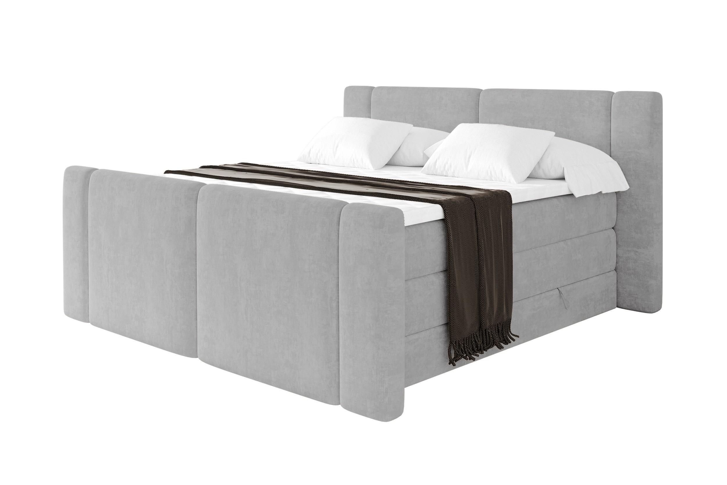 BOXSPRINGBETT mit Matratze H3/H4 - EVON KING Zanozek - 160x200 cm Grau - Greige, Holzwerkstoff (160/200cm) - ALTDECOR