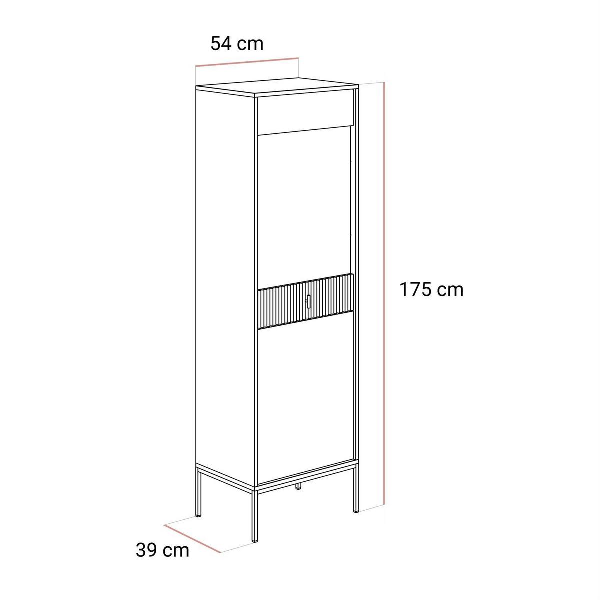 VITRINE MIDNIGHT mit Glastür auf Gestell schwarz - Schwarz, Holzwerkstoff (54/175/39cm) - Lookway