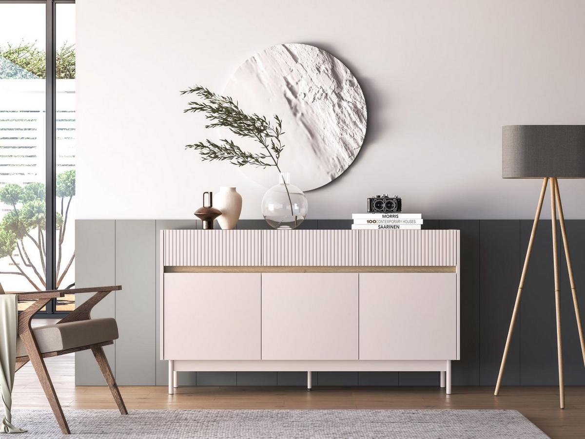 SIDEBOARD Dunea Kaschmirgrau/Eichenholzoptik 154 cm - Taupe, Holzwerkstoff/Metall (154/85/40cm) - Selsey