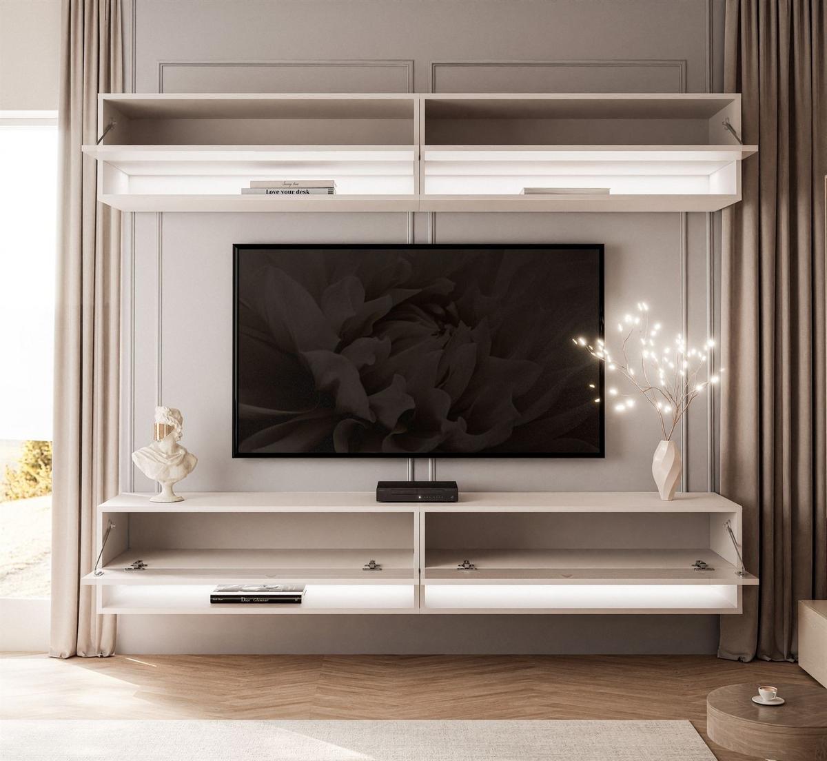 WOHNWAND Calante mit LED-Beleuchtung - Kaschmir, Holzwerkstoff (180/30/35cm) - Lookway