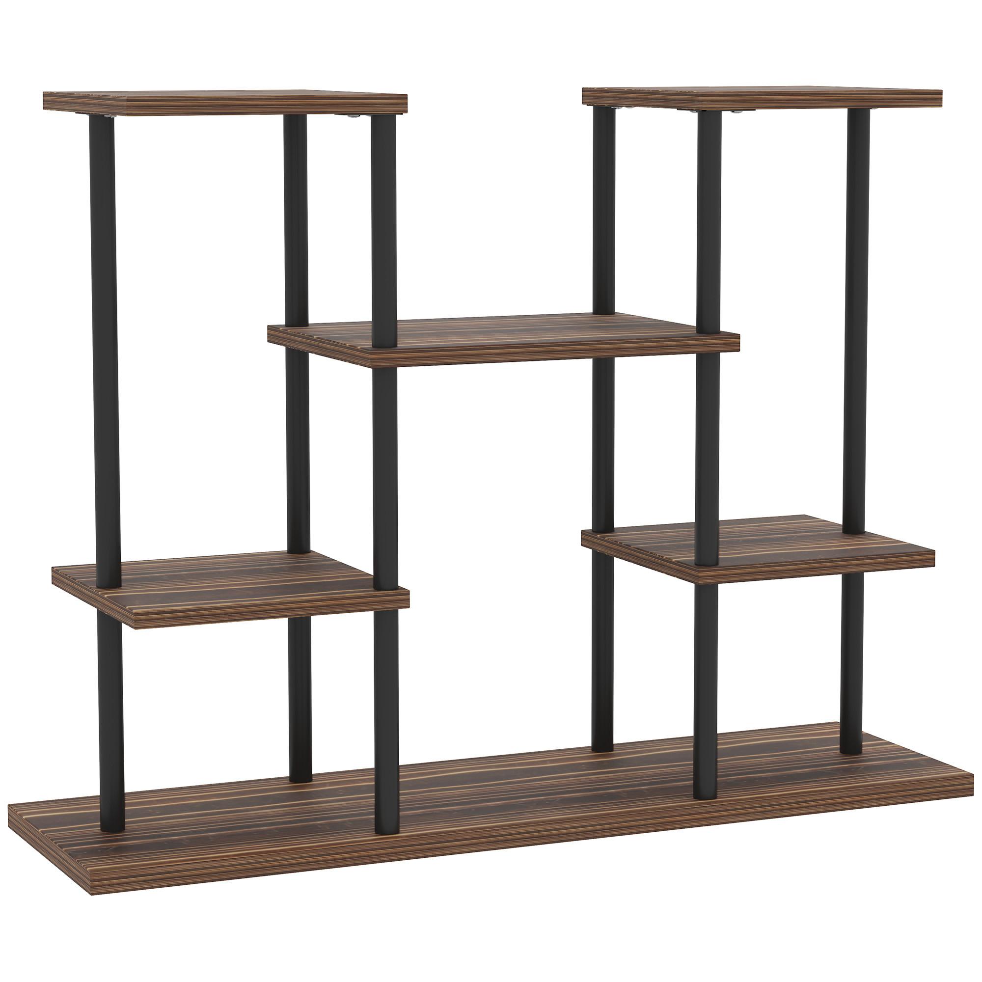BLUMENSTÄNDER Stahl Tannenholz Verkohlt - Dunkelbraun, Metall (24/61.5/80cm) - Outsunny