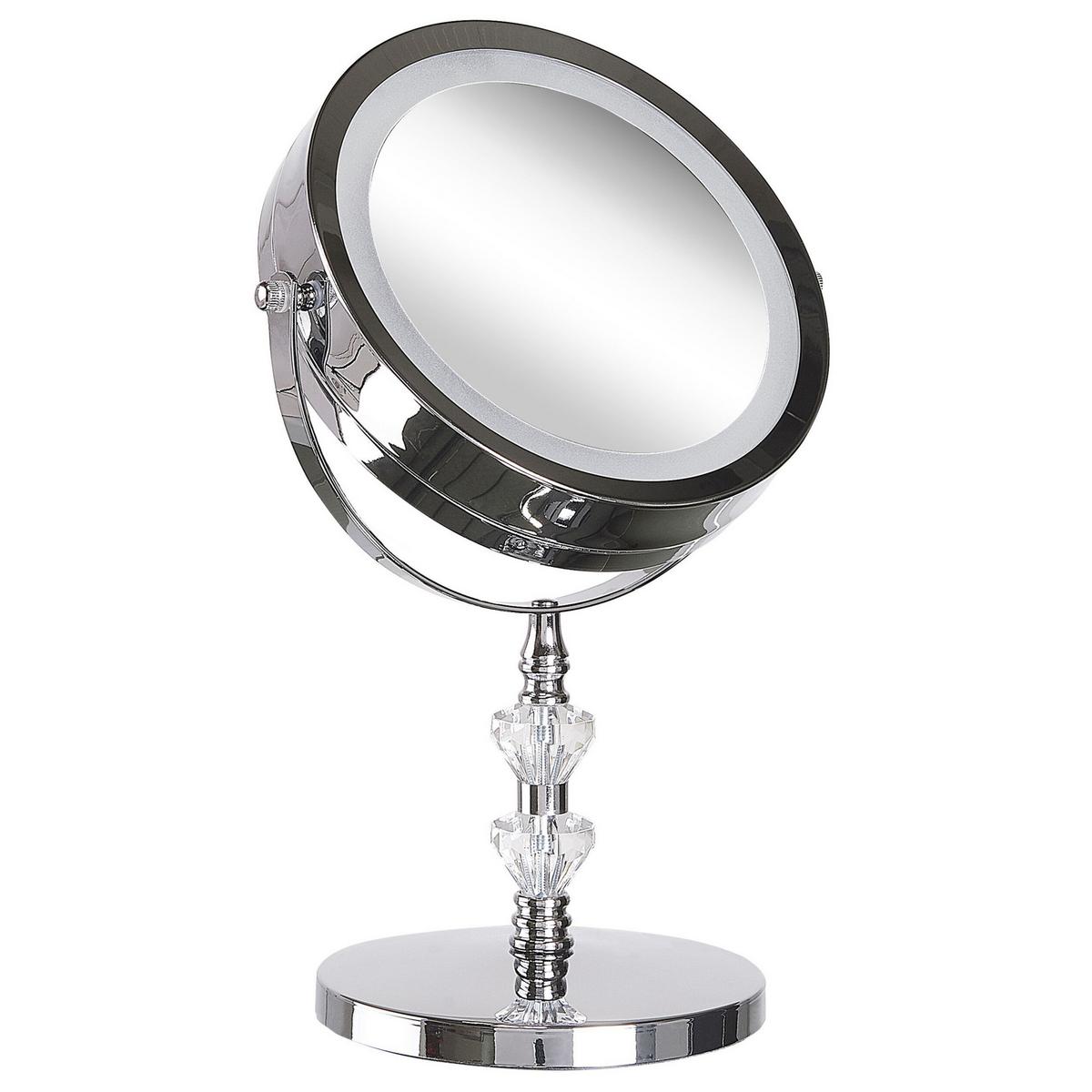 KOSMETIKSPIEGEL silber mit LED-Beleuchtung 20 cm Laon - Silberfarben, Metall (20/31/14cm) - Beliani
