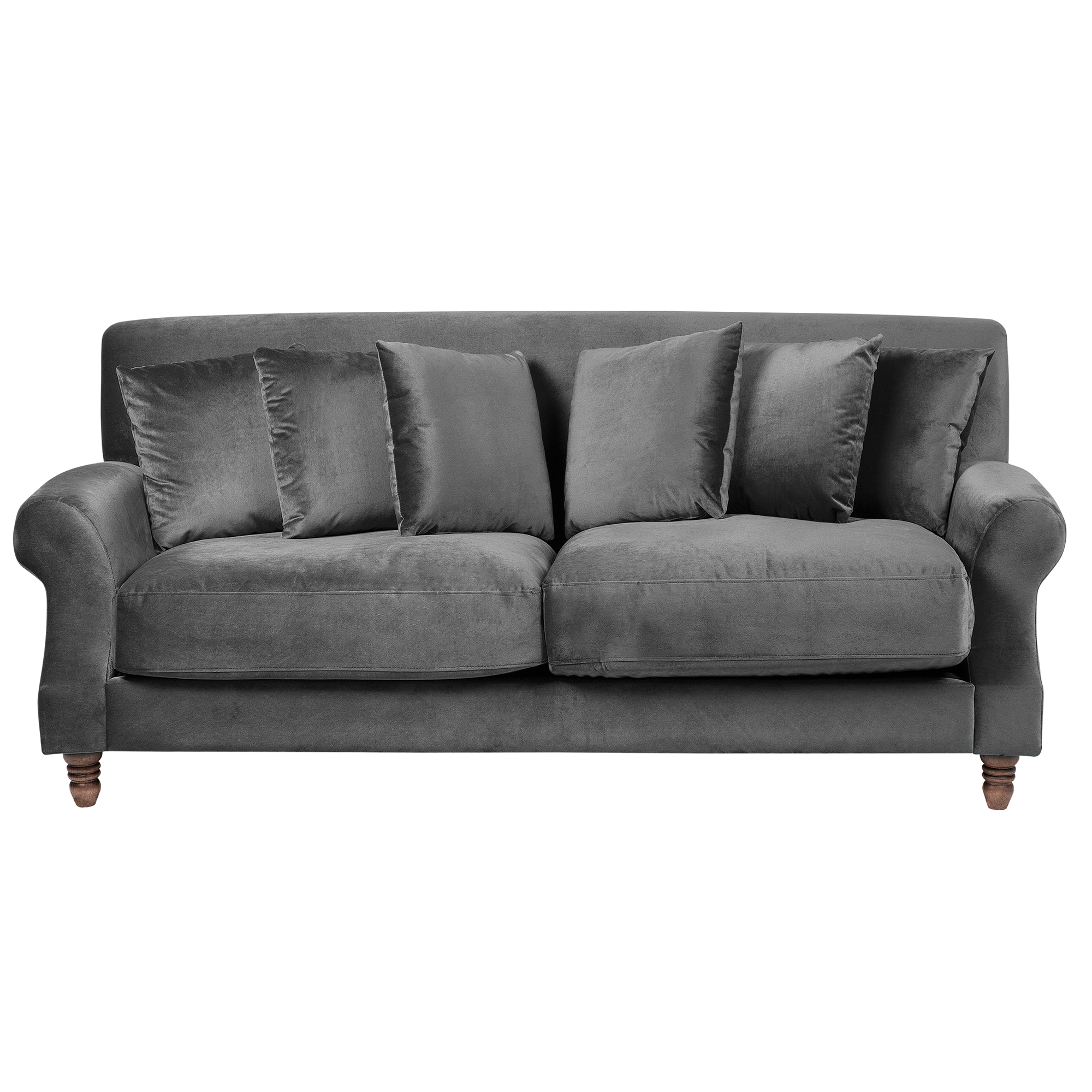 3-SITZER-SOFA Samtstoff Grau Eike - Grau, Textil (186/82/102cm) - Beliani