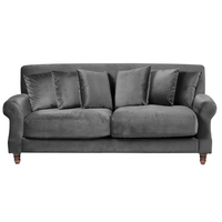 3-SITZER-SOFA Samtstoff Grau Eike - Grau, Textil (186/82/102cm) - Beliani