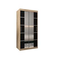 SCHWEBETÜRENSCHRANK 200/100/62 2-türig - Silberfarben/Schwarz, Holz/Kunststoff (100/200/62cm) - MÖBEL KRYSPOL