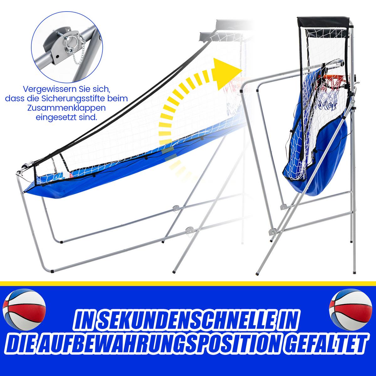 ARCADE-BASKETBALLSPIEL Blau - Blau, Metall (206/110cm) - COSTWAY