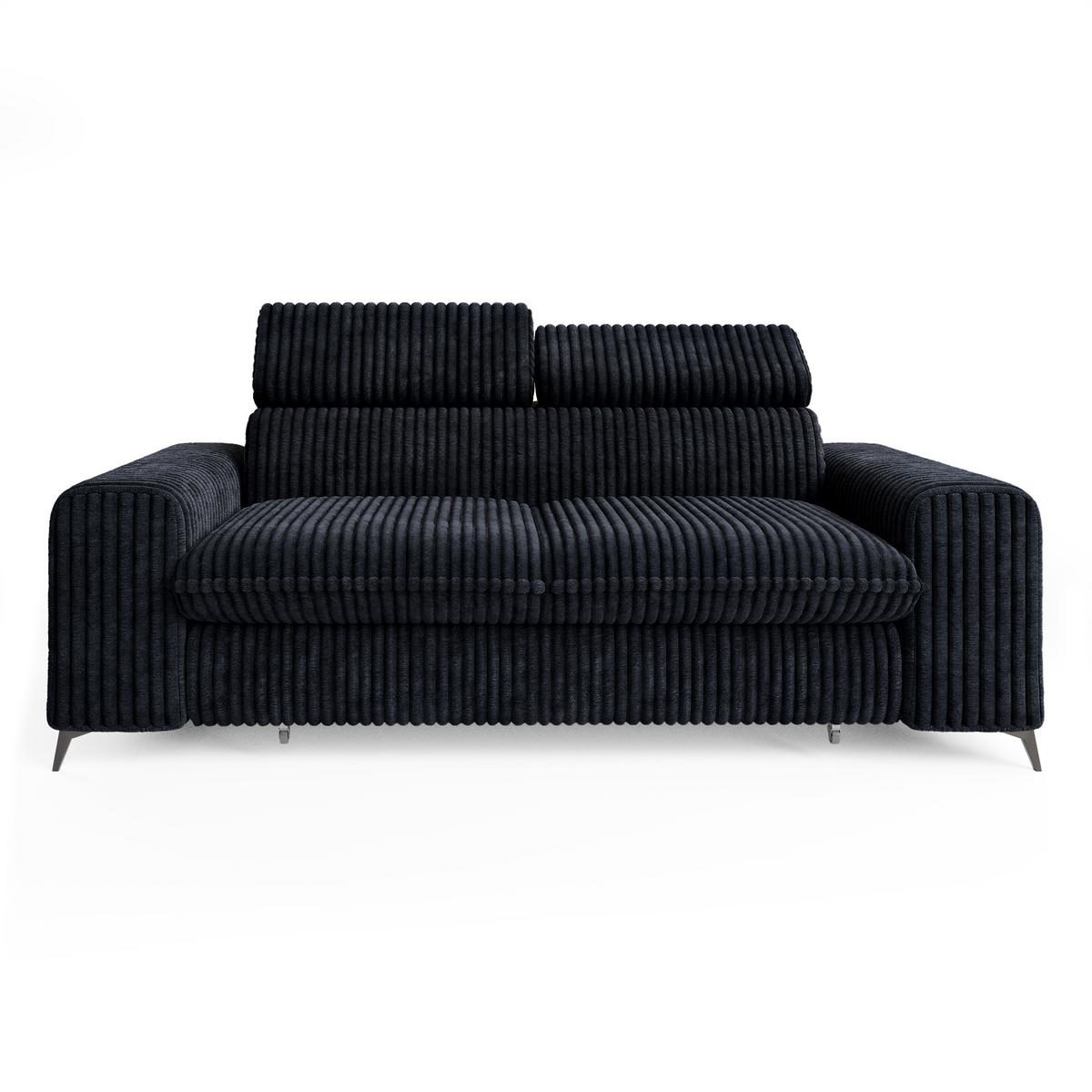 BETTSOFA BENETE Schwarz Cordstoff mit Schlaffunktion - Schwarz, Holz/Textil (191/89/92cm) - MASSENO
