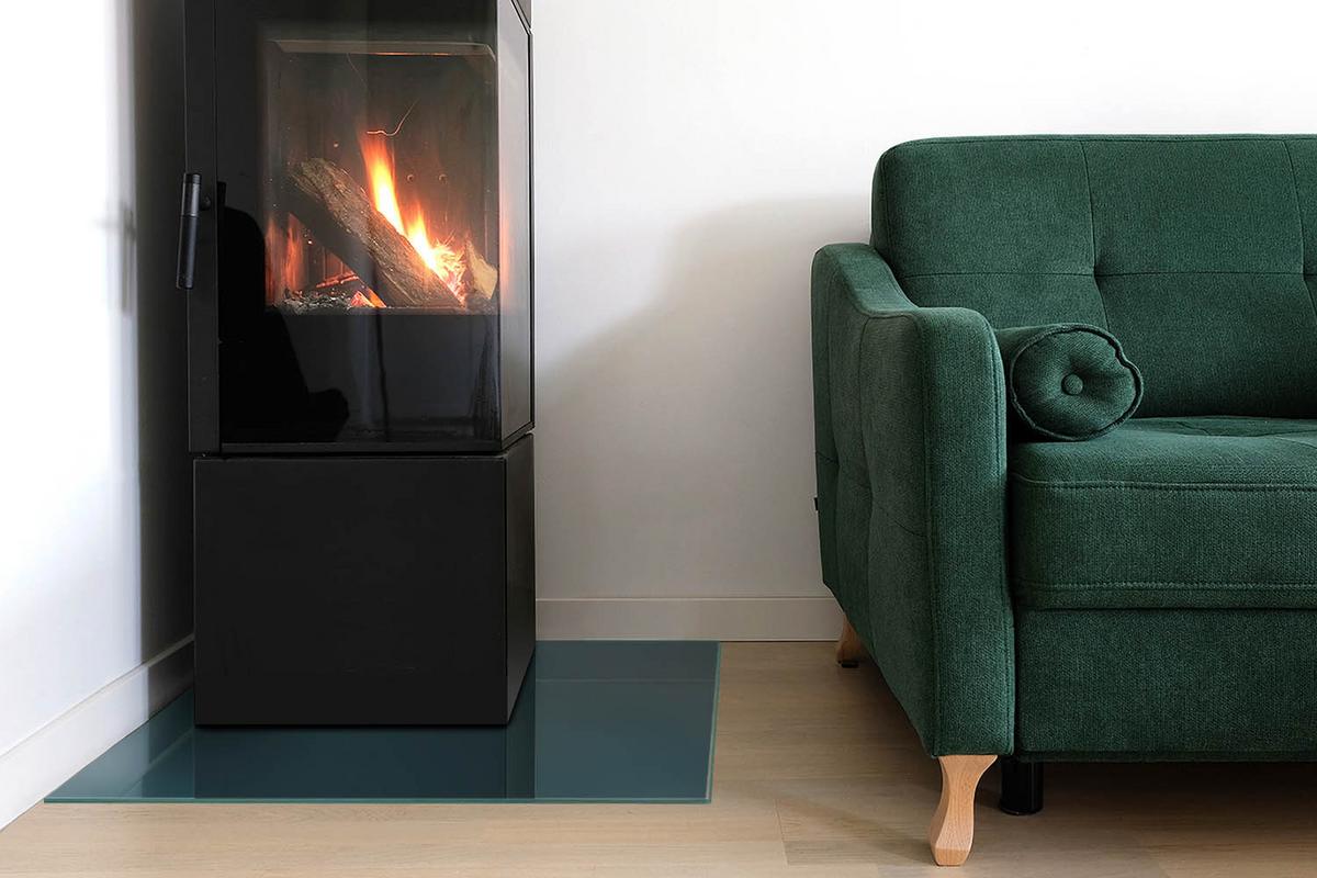 GLASPLATTE für Kamin 60x60 cm - Türkis, Glas (60/60/0.4cm) - TULUP