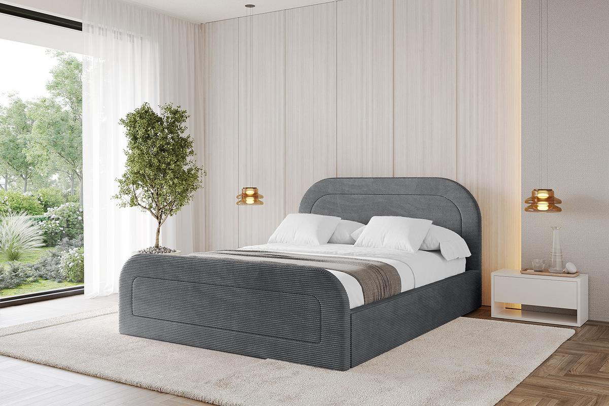 POLSTERBETT mit Bettkasten, Fußteil und Lattenrost, Boxbett ohne Matratze - LERAY-Z 120x200 Dunkelgrau - Anthrazit, Holzwerkstoff/Textil (120/200cm) - ALTDECOR
