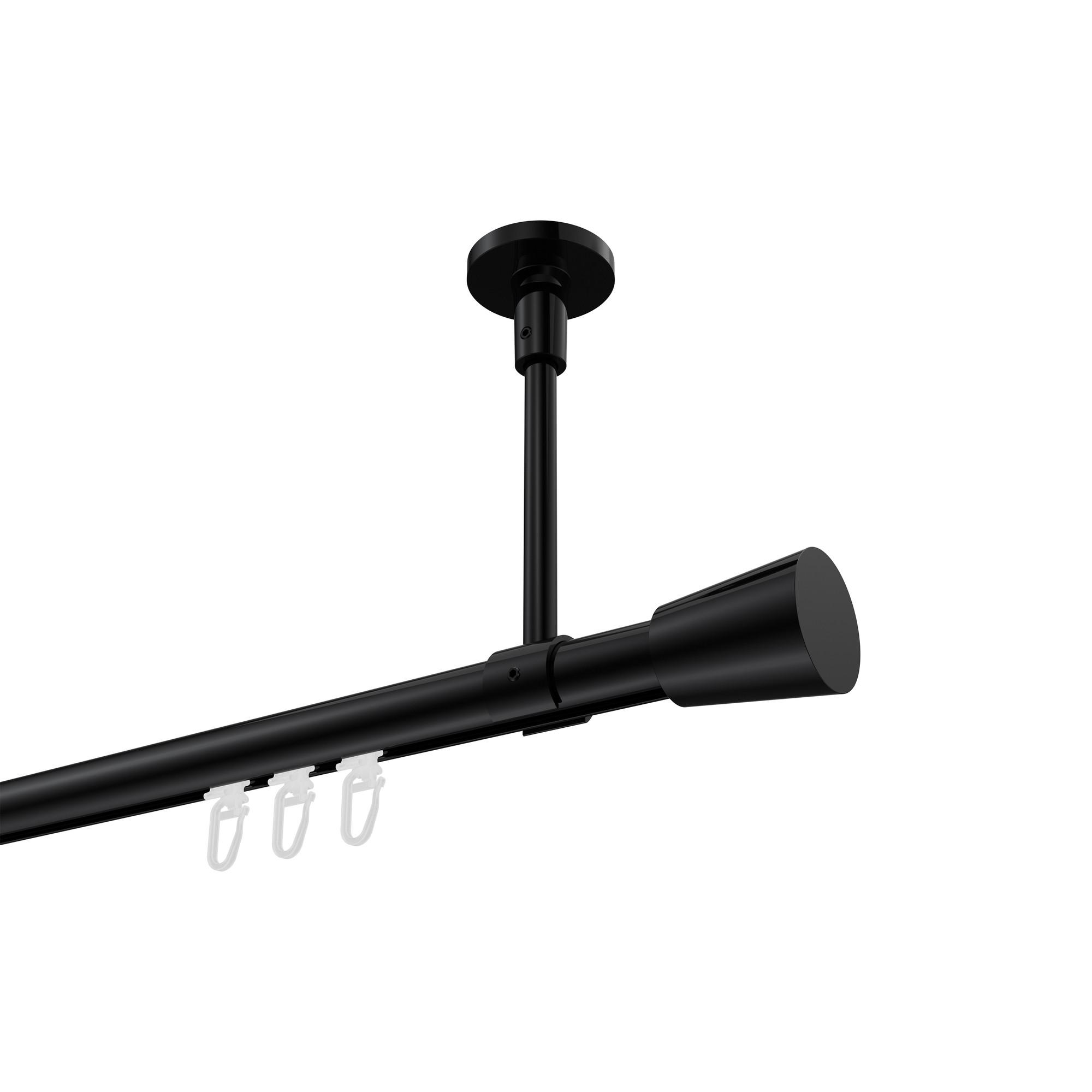 GARDINENSTANGE INNENLAUF Sonette Sitra 140 cm, 1-läufig, 20 mm Ø Schwarz - Schwarz, Metall (140cm) - INTERDECO