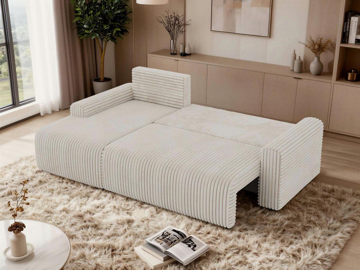 ECKSOFA NESSARO L Beige Cord - Links Seite - Beige/Schwarz, Kunststoff/Textil (244/151cm) - MKS