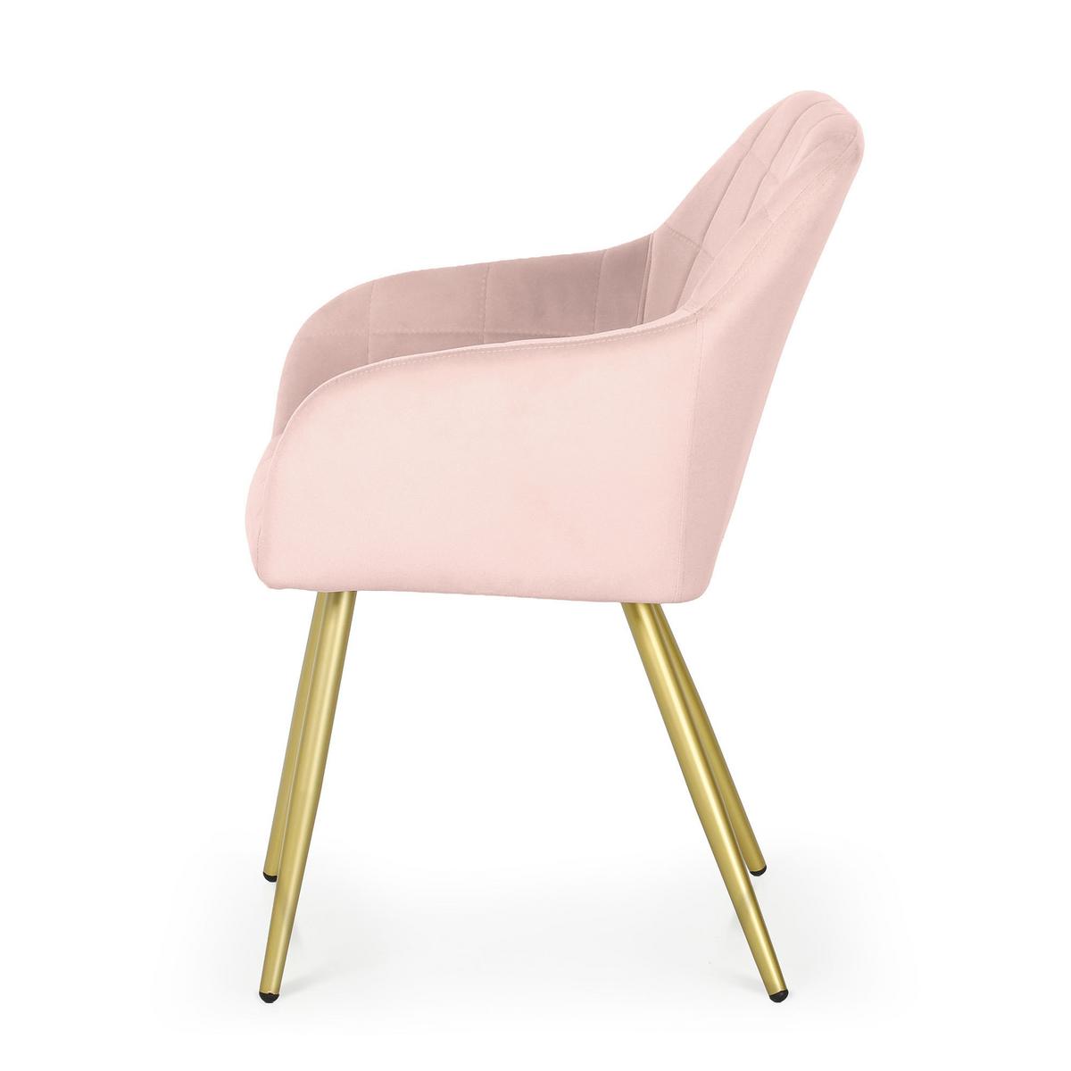 POLSTERSTUHL 6er Set, Metallbeine Rosa, Gold 54/82/58 - Rosa, Textil (54/82/51cm) - RAUMHIRSCH FURNITURE