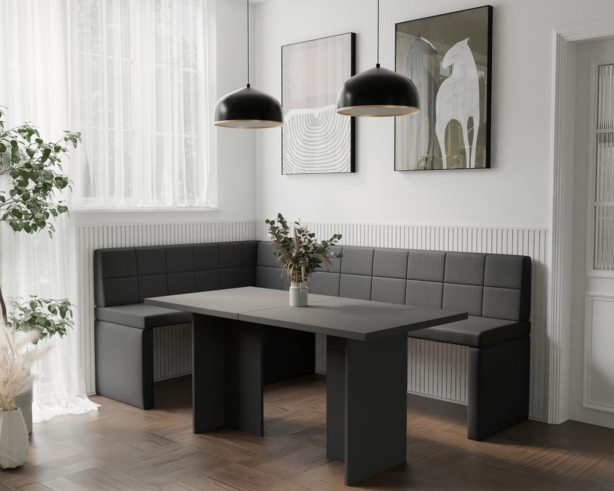 ECKBANK links MELVIN Kunstleder, 142/196 cm Anthrazit - Anthrazit, Holz/Kunststoff (142/196cm) - Idohome