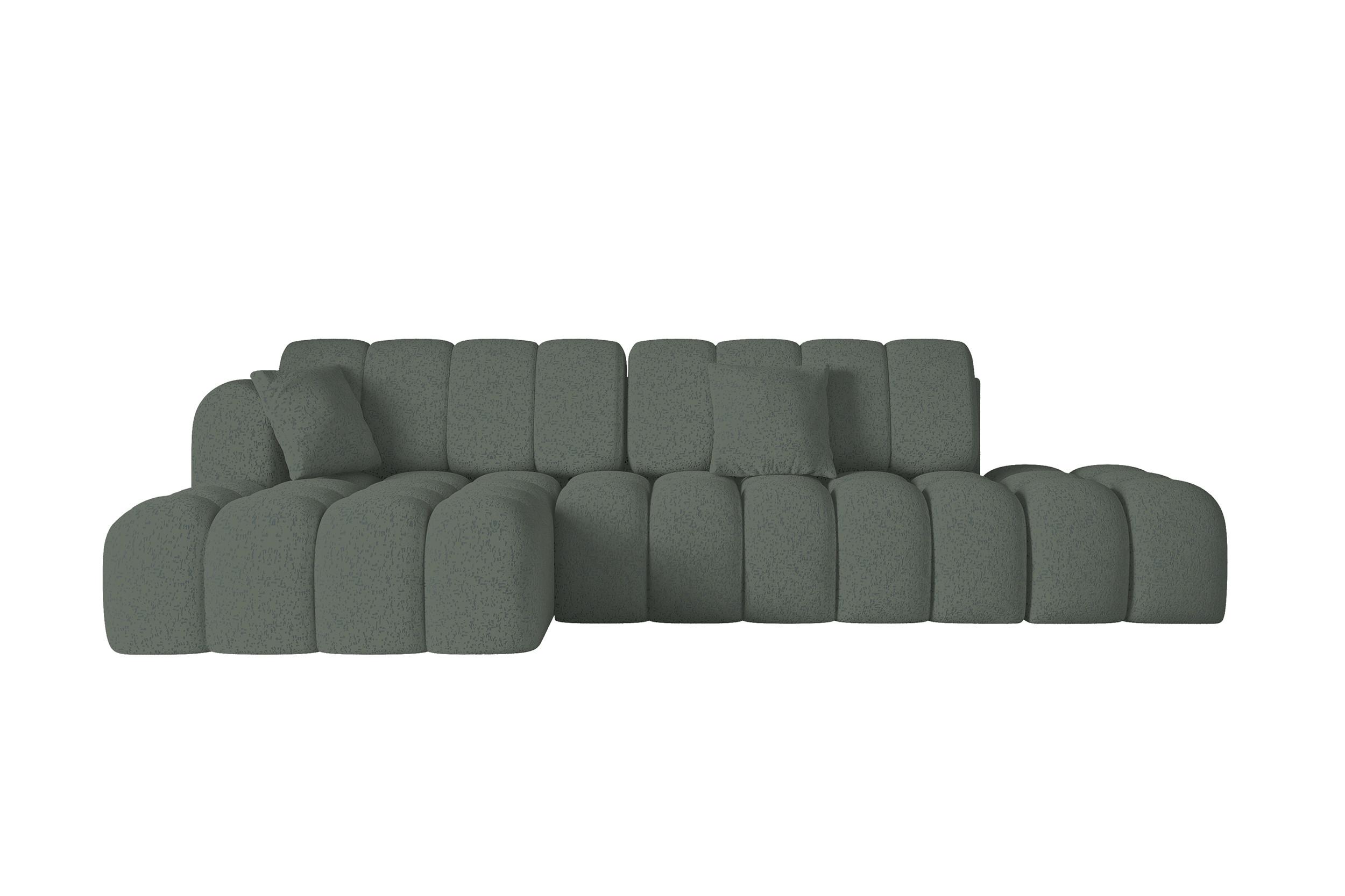 ECKSOFA mit Schlaffunktion Ottomane Links OLEA-L2 321x164x75 Grün Tissu - Waldgrün/Schwarz, Holzwerkstoff/Kunststoff (321/164cm) - ALTDECOR