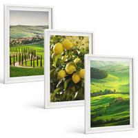 BILDER SET 3er Set - 40x60 cm Weißer Rahmen - Italienische Zitrusfrüchte und Hügel - Weiß, Kunststoff (40/60cm) - TULUP