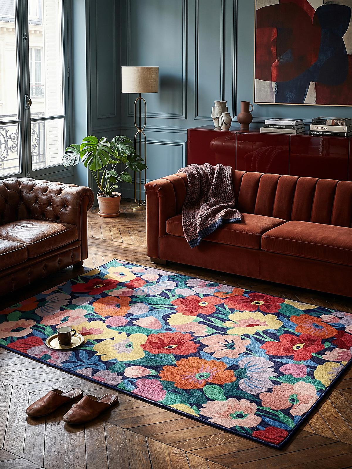 WOLLTEPPICH DAHLIA, floral, Bunt, 200 x 300 cm - Multicolor, Textil (300/200cm) - KADIMA DESIGN