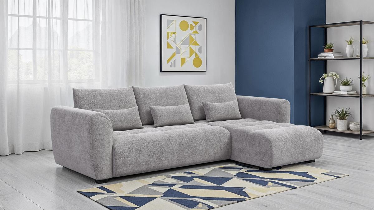 ECKSOFA SORENO 4-Sitzer, platingrau - Schwarz/Grau, Holz/Textil (293/171cm) - Wozimo
