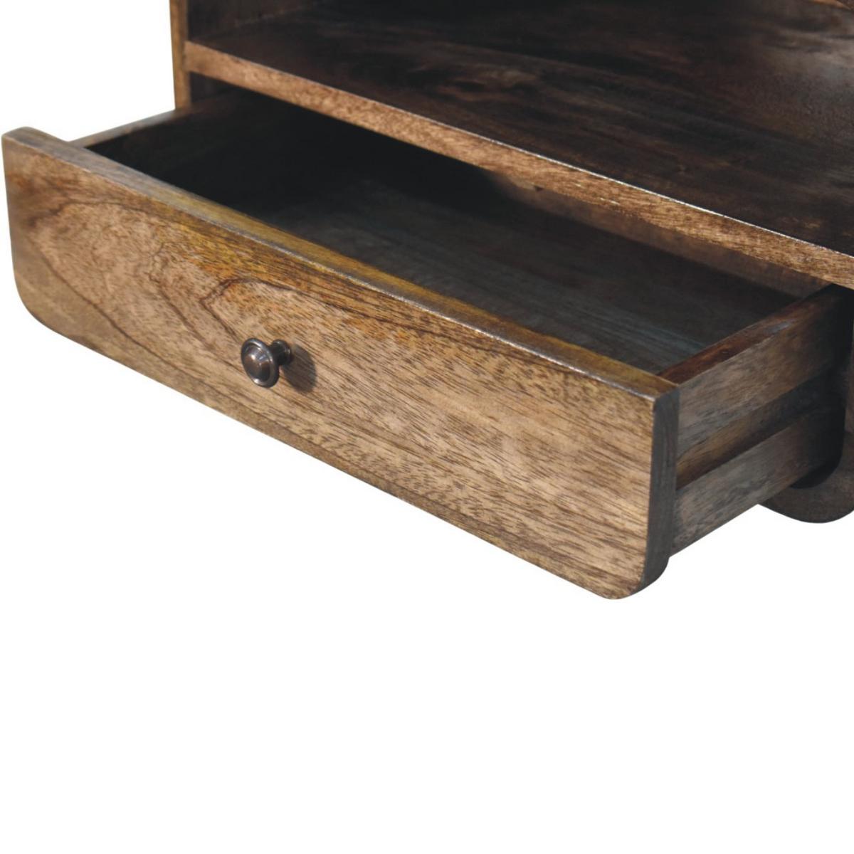 NACHTTISCH Wandmontiert mit offenem Fach - Dunkelbraun/Messingfarben, Holz/Metall (45/25/32cm) - Artisan Furniture
