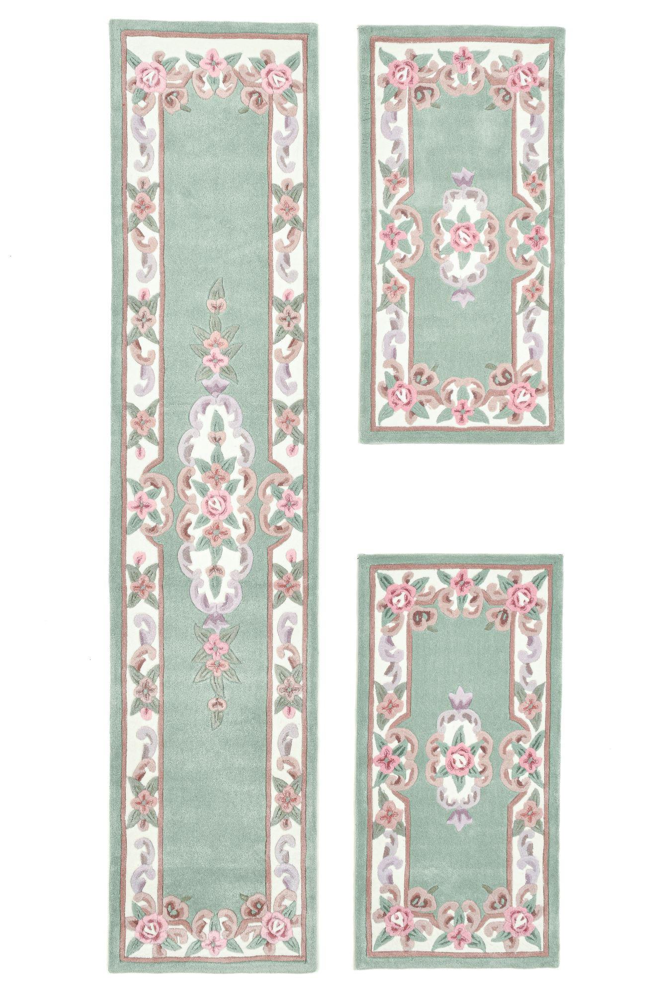 HANDTUFTTEPPICH Ming Bettumrandung 70x600 cm - Grün, Textil (70/600cm) - THEKO