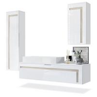 BADMÖBELSET Aloha Absetzungen in Eiche sägerau - Eiche San Remo, Holzwerkstoff (210/185/51cm) - Vladon