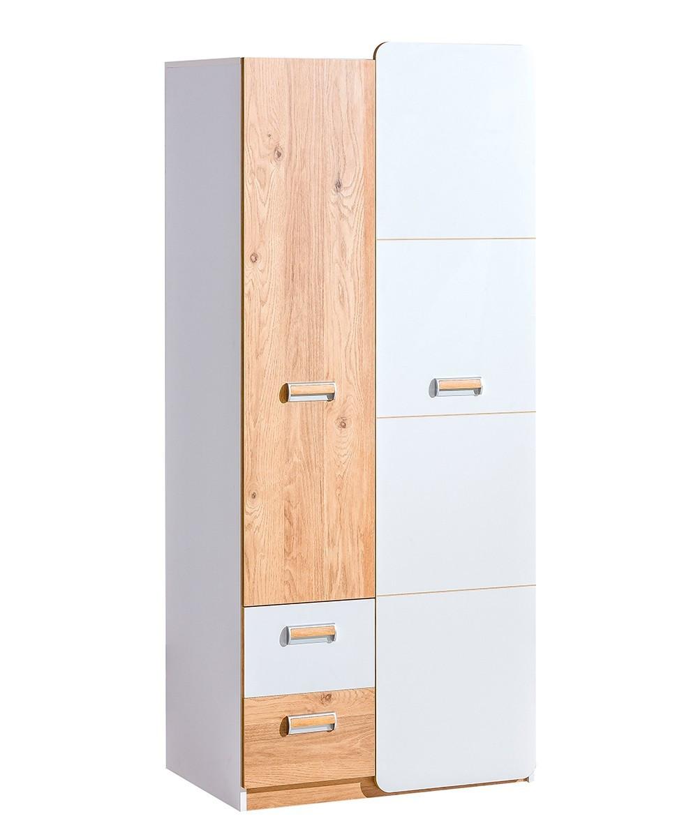 DREHTÜRENSCHRANK MANTI 80/188/52cm 2-türig Weiß - Eichefarben/Weiß, Holzwerkstoff (80/188/52cm) - MASSENO
