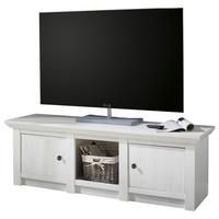 TV-LOWBOARD Pinie weiß 152 x 51 cmm TV-Unterteil im Landhaus-Stil - Schwarz/Weiß, Holzwerkstoff/Metall (152/51/45cm) - Furn.Design